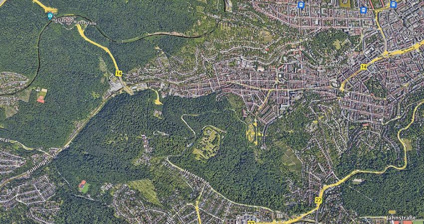 Luftbild von Stuttgart-Süd (Google Earth)